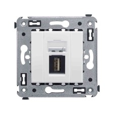 USB 2.0 розетка одинарная в стену, тип А-А, Avanti, Белое облако