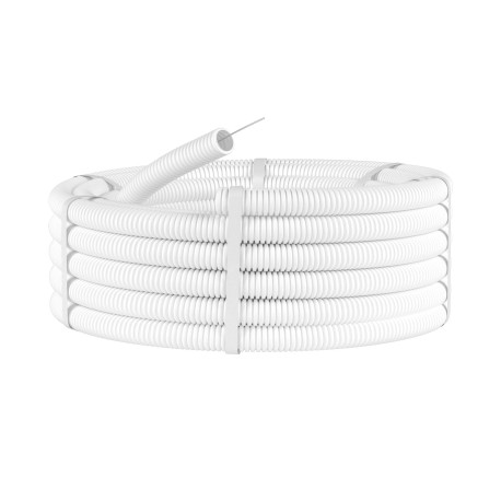 81850 | Труба ПЛЛ гибкая гофр. не содержит галогенов д.50мм, ПВ-0, с протяжкой,15м, цвет белый-1