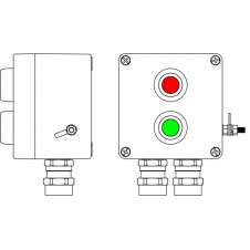 Пост управления Ex из GRP: 1Ex d e IIC T6 Gb X / Ex tb IIIB T80°C Db X / IP664 Кнопка Зеленая, 1NC/1NO -1 шт.: Кнопкакрасная,1NC/1NO - 1 шт.: С: ввод D5,5-13мм под бронированный кабель Ni -2 шт.