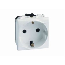 Электрическая розетка, с заземлением, со шторками, красная, 2 мод.