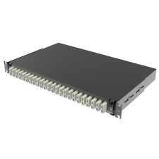 Оптическая полка выдвижная 1U с адатерами 24 х duplex SC ОМ2 в комплекте с лицевой панелью, пигтейлами, сплайс-кассет(ой/ами) и гильзами КДЗС