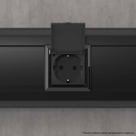 4412012 | Розетка с крышкой модульная, 2P+E, с з/ш, Avanti, Черный матовый, 2модуля-5