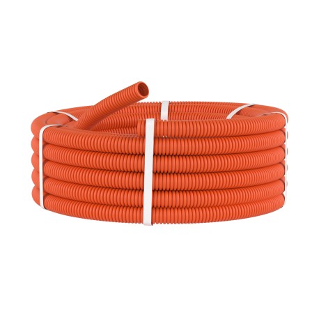 70516 | Труба ПНД гибкая гофр. д.16мм, тяжёлая без протяжки, 100м, цвет оранжевый-1