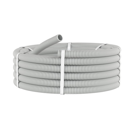 90950 | Труба ПВХ гибкая гофр. д.50мм, лёгкая без протяжки, 15м, цвет серый-1