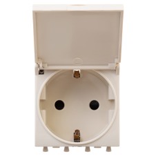 Розетка с крышкой модульная, 2P+E, с з/ш, "Avanti", "Ванильная дымка", 2 модуля