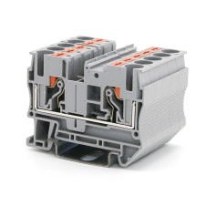 Клемма проходная, зажим push-in, 2 точки подключения, 6 кв.мм, серая