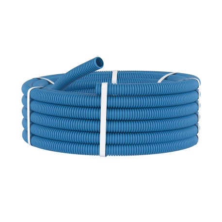 10925 | Труба ППЛ гибкая гофр. д.25мм, лёгкая без протяжки, 50м, цвет синий-1