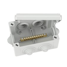 Коробка уравнивания потенциалов, 10 зажимов, 6 вводов д.25мм, 120х80х50мм, IP55