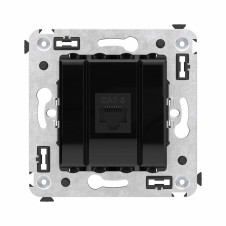 Компьютерная розетка RJ-45 без шторки в стену, кат.6 одинарная, "Avanti", "Черный квадрат"