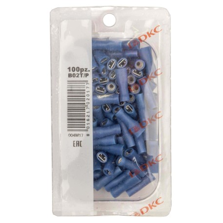 2B02TP | Наконечник плоский полностью изолир. (розетка) 1,5-2,5 кв.мм 6,3х0,8 мм (РППИ-М)-2