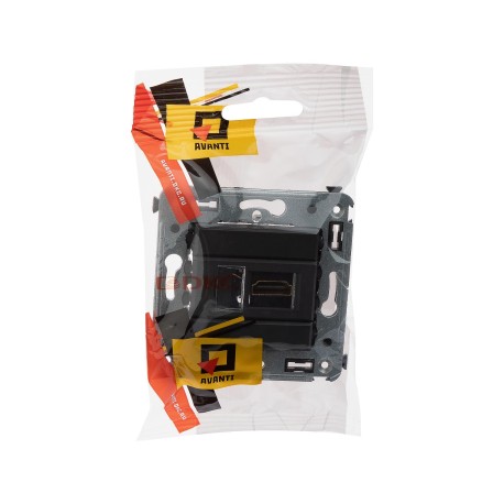 4412253 | HDMI розетка одинарная в стену, тип А-А, Avanti, Черный матовый-4