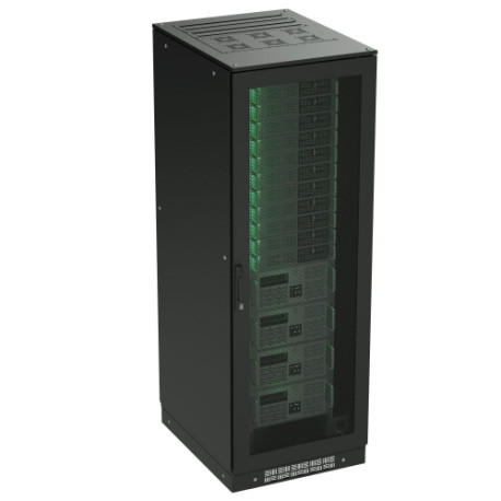 R5IT4282PFB | Напольный шкаф 42U 800х1200 двери перфорированная/перфорированная, укомплектован вводом и заглушками RAL 9005