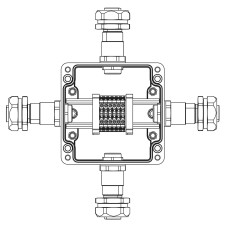 Взрывозащищенная клеммная коробка из полиэстера TBE-P-03-(6xCBC.2)-1xKAEPM2MHK-20(A)-1xKAEPM2MHK-20(B)-1xKAEPM2MHK-20(C)-1xKAEPM2MHK-20(D)1Ex e IIC Т5 Gb / Ex tb IIIC T95°C Db IP66/КЗ