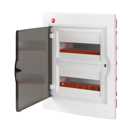 81724 | Щиток встраиваемый с дверцей 24 мод., IP41, белый, с усил. клем.блок. 2х87308-2