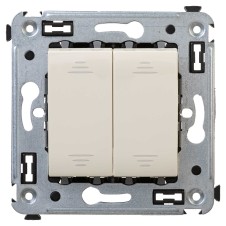 Выключатель двухклавишный в стену, "Avanti", "Ванильная дымка"