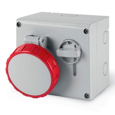 Розетка наружной уст. с мех-ой блокировкой и верхним расположением разъема IP67 16А 3P+E+N 400В