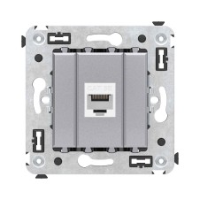 Компьютерная розетка RJ-45 без шторки в стену, кат.5е одинарная, "Avanti", "Закаленная сталь"