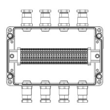 Взрывозащищенная клеммная коробка из алюминия TBE-A-18-(30xCBC.4)-4xKH2MHK(A)-2xPBMB(B)-4xKH2MHK(C)-2xPBMB(D)1Ex e IIC Т5 Gb / Ex tb IIICT95°C Db IP66