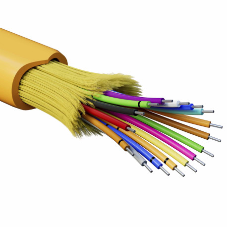 RNDT2C16OR03 | Кабель волоконно-оптический, распределительный, арамидные упрочняющие нити, для внутренней прокладки, нг(A)-HFLTx, 16 ОВ, категория OM2 (G.651.1) плотный буфер, 0,4 кН, барабан 2000 м