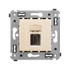 HDMI розетка одинарная в стену, тип А-А, Avanti, Ванильная дымка