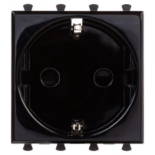 Розетка модульная, 2P+E, с з/ш, "Avanti", "Черный квадрат", 2 модуля