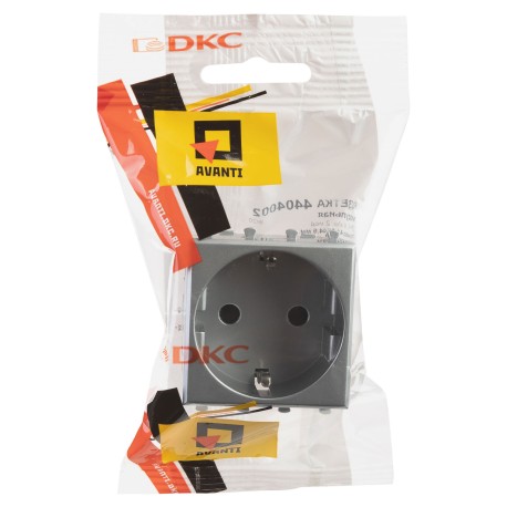 4404002 | Розетка модульная, 2P+E, с з/ш, "Avanti", "Закаленная сталь", 2 модуля-4