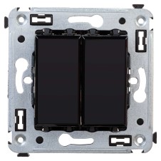 Переключатель двухклавишный в стену, "Avanti", "Черный квадрат"