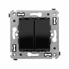 Кнопка двухклавишная в стену, Avanti, Черный квадрат