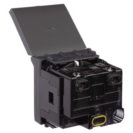 4412012 | Розетка с крышкой модульная, 2P+E, с з/ш, Avanti, Черный матовый, 2модуля-3