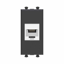 Телефонная розетка RJ-12 без шторки модульная, "Avanti", "Черный матовый", 1 модуль