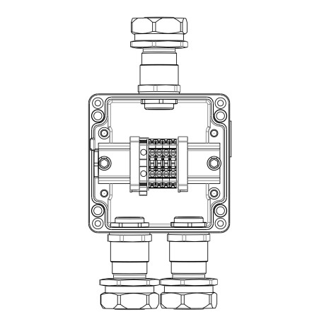 1201.121.22.11E | Взрывозащищенная клеммная коробка из алюминия TBE-A-12-(4xCBC.4-1xTEO.4)-2xKAEPM3MHK-26(A)-1xKAEPM3MHK-26(C)1Ex e IIC Т5 Gb / Ex tb IIIC T95°C Db IP66