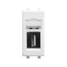 USB 2.0 розетка модульная, тип А-А, "Avanti", "Белое облако", 1 модуль