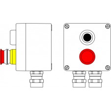 Пост управления Ex из алюминия: 1Ex d e IIC T6 Gb X / Ex tb IIIB T80°C Db X / IP66: Аварийная кнопка красная, 1NC/1NO -1 шт: Кнопкачерная, 1NC/1NO -1 шт.: C: ввод D5,5-13мм под бронированный кабель Ni-2 шт.