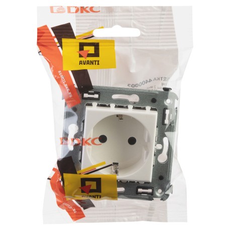 4400003 | Розетка в стену, 2P+E, с з/ш, "Avanti", "Белое облако"-4