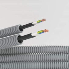 Электротруба ПВХ гибкая гофр. д.20мм, цвет серый, с кабелем ВВГ-Пнг(А)-LS3х1,5мм² Конкорд, 100м