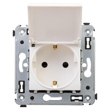 Розетка с крышкой в стену, 2P+E, с з/ш, "Avanti", "Белое облако"