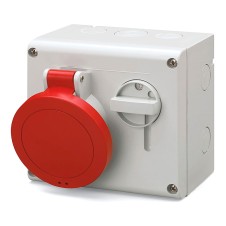 Розетка наружной уст. с мех-ой блокировкой и верхним расположением разъема IP44 16А 3P+E+N 400В