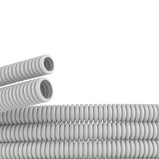 Труба ПВХ гибкая гофр. д.20мм, лёгкая без протяжки, 50м, цвет серый