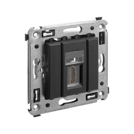 4412253 | HDMI розетка одинарная в стену, тип А-А, Avanti, Черный матовый-1