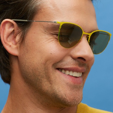 TCSDTM53010004 | Желтые солнцезащитные очки из титана с оливковыми линзами. Модель 04-7