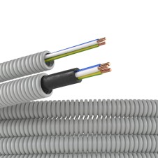 Электротруба ПВХ гибкая гофр. д.16мм, цвет серый, с проводом ПуВ 3х1,5мм? РЭК "ГОСТ+", 25м