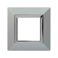 Рамка из металла, "Avanti", светло-серебристая, 2 модуля