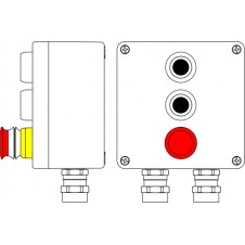 Пост управления Ex из алюминия: 1Ex d e IIC T6 Gb X / Ex tb IIIB T80°C Db X / IP66: Аварийная кнопка красная, 1NC/1NO -1 шт.:Кнопка черная,1NC/1NO -2 шт. C: ввод D5,5-13мм под бронированный кабель, Ni -2 шт.
