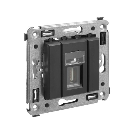 4412403 | USB 2.0 розетка одинарная в стену, тип А-А, Avanti, Черный матовый-1