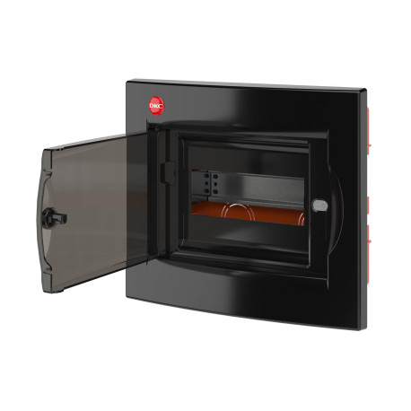 RB08B4TBD | Щиток встраиваемый с дверцей 8 мод.,IP41, черный, с клеммным блоком 63А-2