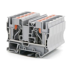 Клемма проходная, зажим push-in, 2 точки подключения, 10 кв.мм, серая