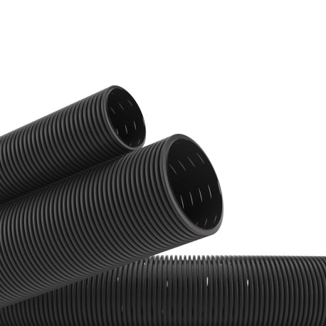 140911A | Двустенная труба ПНД гибкая дренажная д.110мм, SN6, перфорация 360 град., в бухте 50м, цвет черный-2