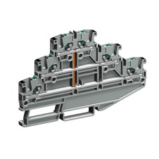 Трехуровневая клемма Push-in со встроенной перемычкой уровней на 2,5кв.мм
