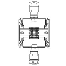 Коробка клеммная Ex из GRP: 1Ex e IIC T5 Gb IP66: Ex tb IIIB T95C Db: Клеммы 2,5 кв.мм. -6 шт. А,С: ввод D8-13мм поднебронированный кабель в металлорукаве Dt20мм. Ni 2 шт.