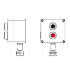 Взрывозащищенный пост управления из алюминия CPE-A-12-(1xP1B(11)-1xP1R(11))-1xKAEPM2MHK-20(C)1Ex d e IIC Т5 Gb / Ex tb IIIC T95°C Db IP66